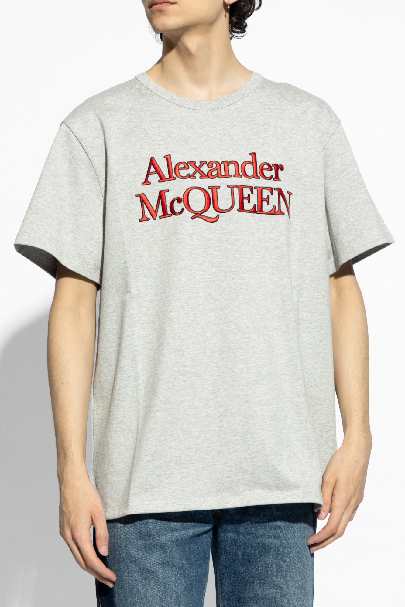 Grey T shirt with logo Alexander McQueen Vitkac GB